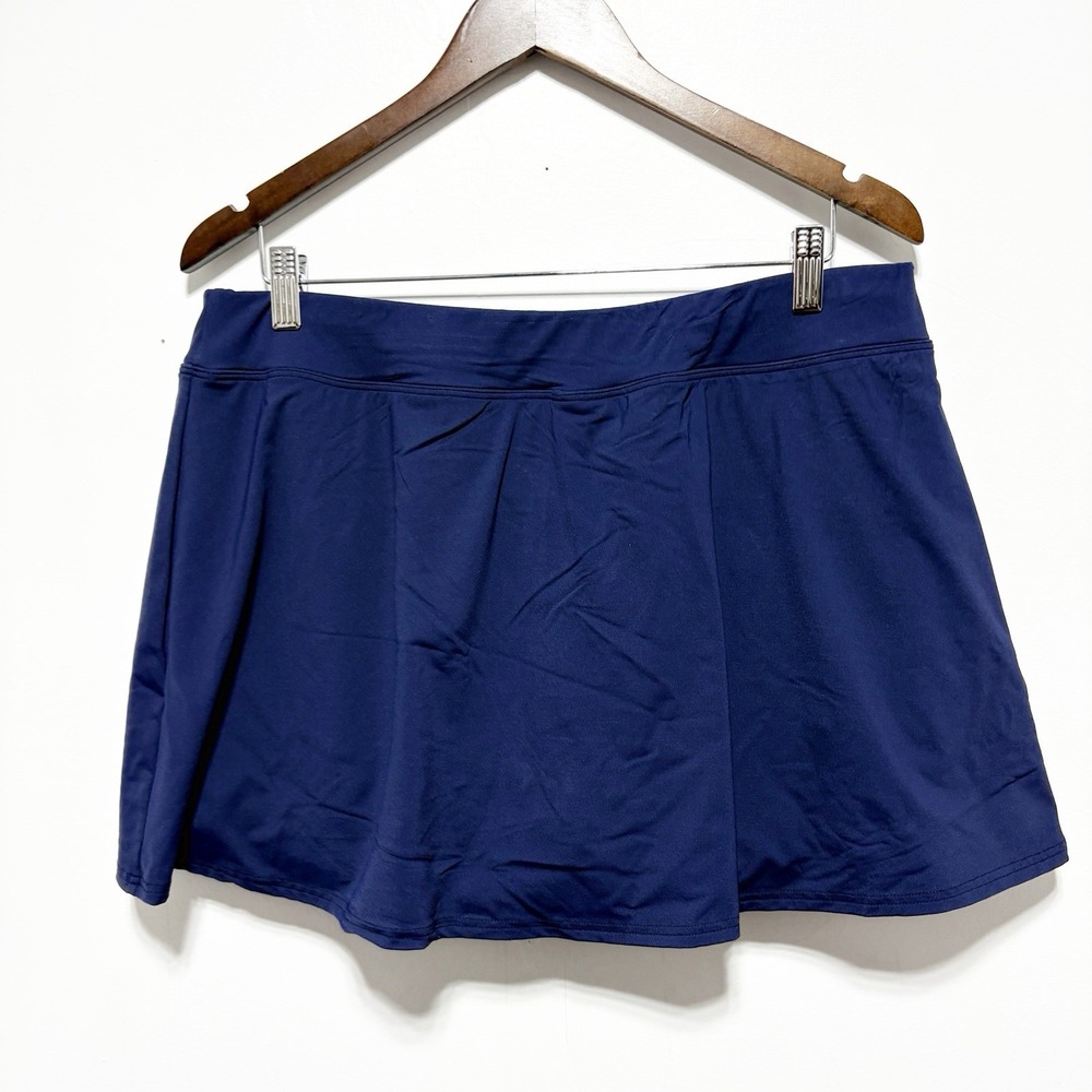 Lands End Swim Skirt Womens 16W Blue Attached Shorts Stretch Swim Bottom - Picture 4 of 6